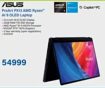 Incredible Connection ASUS ProArt PX13 AMD Ryzen AI 9 OLED Laptop offer