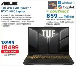 Incredible Connection ASUS TUF A16 AMD Ryzen 7 RTX 4050 Laptop offer