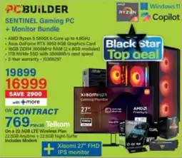 Incredible Connection PC BUILDER SENTINEL Gaming PC + Monitor Bundle offer