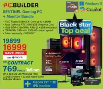Incredible Connection PC BUILDER SENTINEL Gaming PC + Monitor Bundle offer