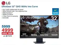 Incredible Connection LG UltraGear 32" QHD 180Hz 1ms Curve offer