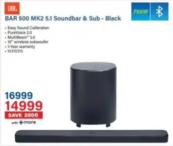 Incredible Connection JBL BAR 500 MK2 5.1 Soundbar & Sub Black offer