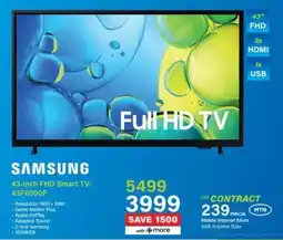 Incredible Connection SAMSUNG 43-inch FHD Smart TV-43F6000F offer
