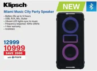 Klipsch Miami Music City Party Speaker