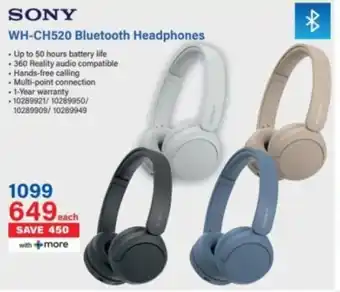 Incredible Connection SONY WH-CH520 Bluetooth Headphones offer