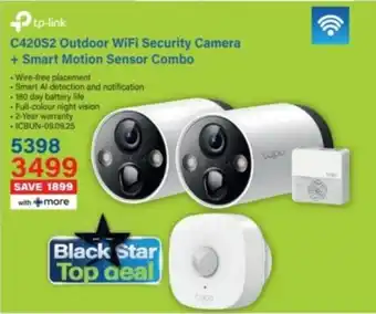 Incredible Connection Tp-link C420S2 Outdoor WiFi Security Camera + Smart Motion Sensor Combo offer