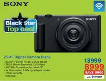 Incredible Connection SONY ZV-1F Digital Camera Black offer