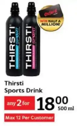 Oxford Freshmarket Thirsti Sports Drink offer