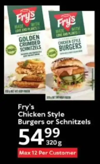 Oxford Freshmarket Fry's Chicken Style Burgers or Schnitzels offer