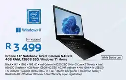 Computer Mania Proline 14" Notebook, Intel Celeron N4020, 4GB RAM, 128GB SSD, Windows 11 Home offer