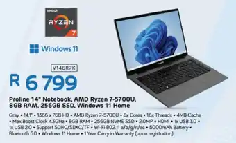 Computer Mania Proline 14" Notebook, AMD Ryzen 7-5700U, 8GB RAM, 256GB SSD, Windows 11 Home offer