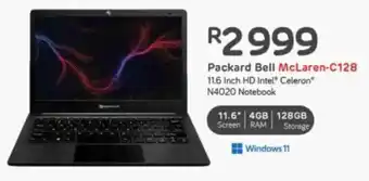 Computer Mania Packard Bell McLaren-C128 11.6 Inch HD Intel Celeron N4020 Notebook offer