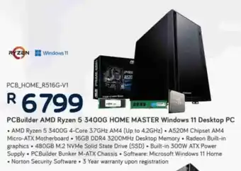 Computer Mania PCBuilder AMD Ryzen 5 3400G HOME MASTER Windows 11 Desktop PC offer
