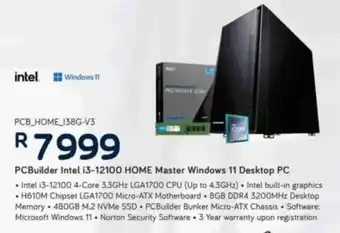 Computer Mania PCBuilder Intel i3-12100 HOME Master Windows 11 Desktop PC offer