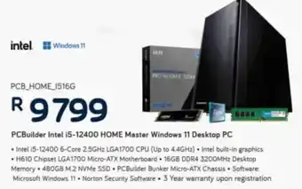 Computer Mania PCBuilder Intel i5-12400 HOME Master Windows 11 Desktop PC offer