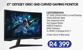 Computer Mania Samsung 27" odyssey g55c qhd curved gaming monitor offer