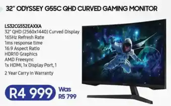 Computer Mania Samsung 32" odyssey g55c qhd curved gaming monitor offer