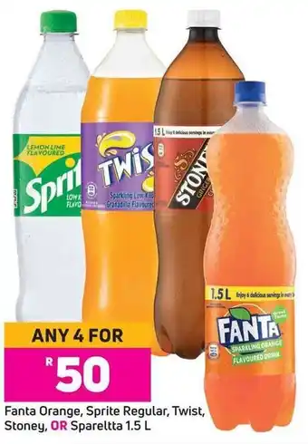 Game Fanta Orange, Sprite Regular, Twist, Stoney or Spareltta 1.5L offer