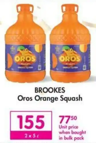 Makro Brookes Oros Orange Squash 2 x 5L offer