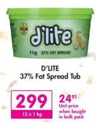 Makro D'Lite 37% Fat Spread Tub 12 x 1kg offer