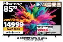 HiFi Corp Hisense 85-Inch Smart 4K UHD TV 85A6G offer