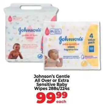 Johnson's Gentle All Over or Extra Sensitive Baby Wipes