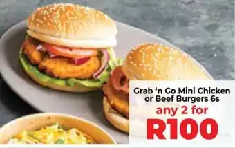 Food Lover's Market Grab 'n Go Mini Chicken or Beef Burgers offer