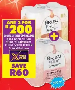 Shoprite Liquor Brutal fruit sparkling ruby apple/ litchi seche/ strawberry rouge spirit cooler cans offer