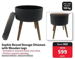 Makro Sophie Round Storage Ottoman with Wooden Legs offer