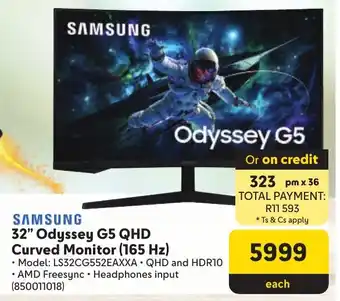 Makro Samsung 32" Odyssey G5 QHD Curved Monitor 165 Hz offer