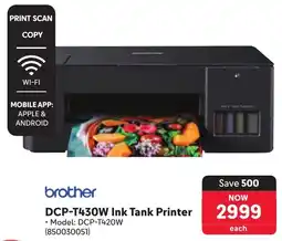 Makro Brother DCP-T430W Ink Tank Printer offer