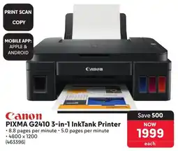 Makro Canon PIXMA G2410 3-in-1 InkTank Printer offer
