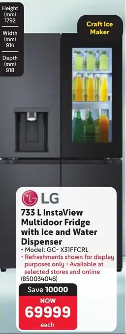 Makro LG InstaView Multidoor Fridge with Ice and Water Dispenser offer