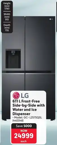 Makro LG Frost-Free Side-by-Side with Water and Ice Dispenser offer