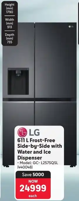 Makro LG Frost-Free Side-by-Side with Water and Ice Dispenser offer