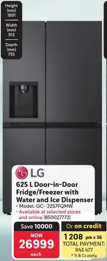 Makro LG Door-in-Door Fridge/ Freezer with Water and Ice Dispenser offer