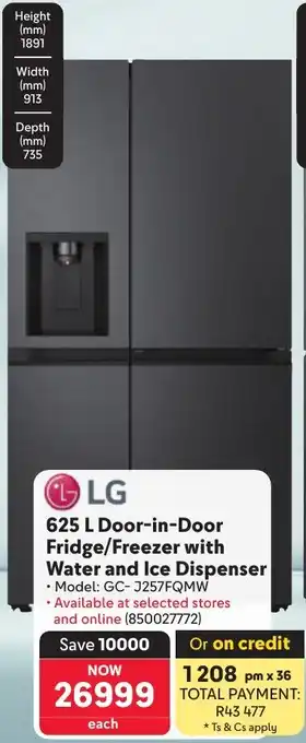 Makro LG Door-in-Door Fridge/ Freezer with Water and Ice Dispenser offer