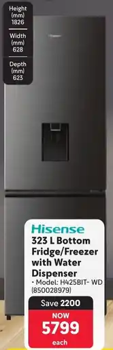 Makro Hisense Bottom Fridge/ Freezer with Water Dispenser offer