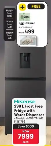 Makro Hisense Frost Free Fridge with Water Dispenser offer