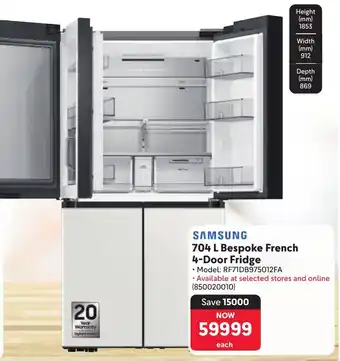 Makro SAMSUNG Bespoke French 4-Door Fridge offer