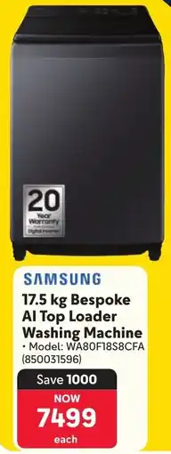 Makro SAMSUNG Bespoke AI Top Loader Washing Machine offer