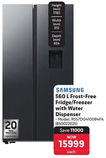 Makro SAMSUNG Frost-Free Fridge/ Freezer with Water Dispenser offer