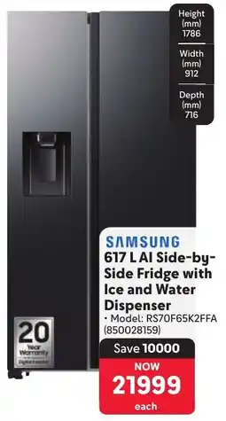 Makro SAMSUNG AI Side-by-Side Fridge with Ice and Water Dispenser offer