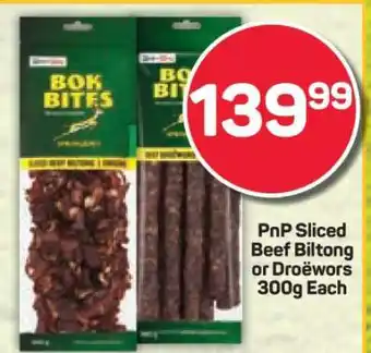Pick n Pay PnP Sliced Beef Biltong or Droëwors 300g Each offer