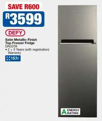 OK Furniture DEFY Satin Metallic-Finish Top-Freezer Fridge offer