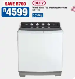 OK Furniture DEFY White Twin-Tub Washing Machine DTT180 offer