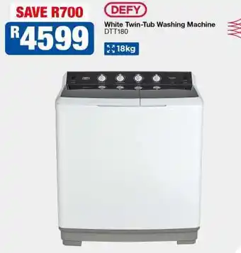 OK Furniture DEFY White Twin-Tub Washing Machine DTT180 offer