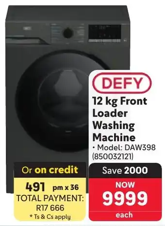 Makro DEFY Front Loader Washing Machine offer