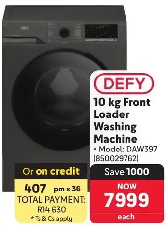 Makro DEFY Front Loader Washing Machine offer