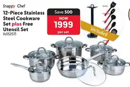 Makro Snappy Chef Stainless Steel Cookware Set plus Free Utensil Set offer
